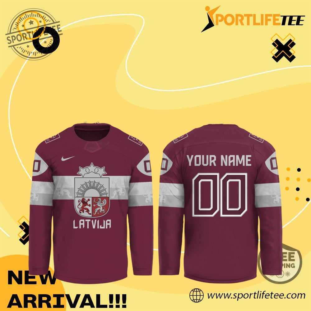 Latvia Hockey International Ice Hockey Federation Personalized Hockey Jersey