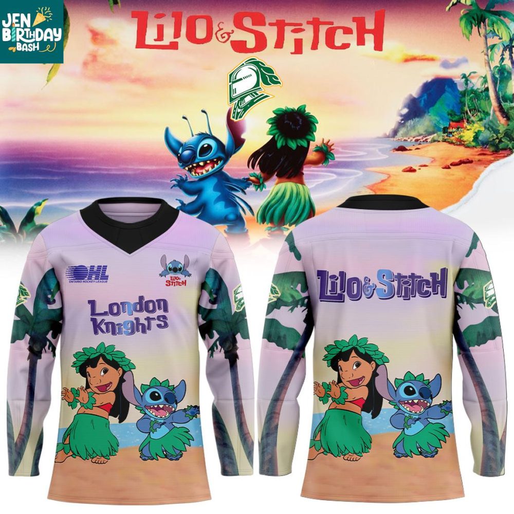 London Knights Lilo &amp; Stitch 2025 Oh What A Knight Hockey Jersey