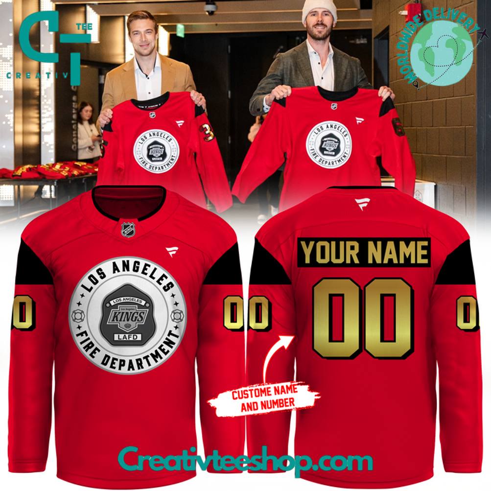 Los Angeles Kings First Responders Fire Department 2025 Special Red Hockey Jersey