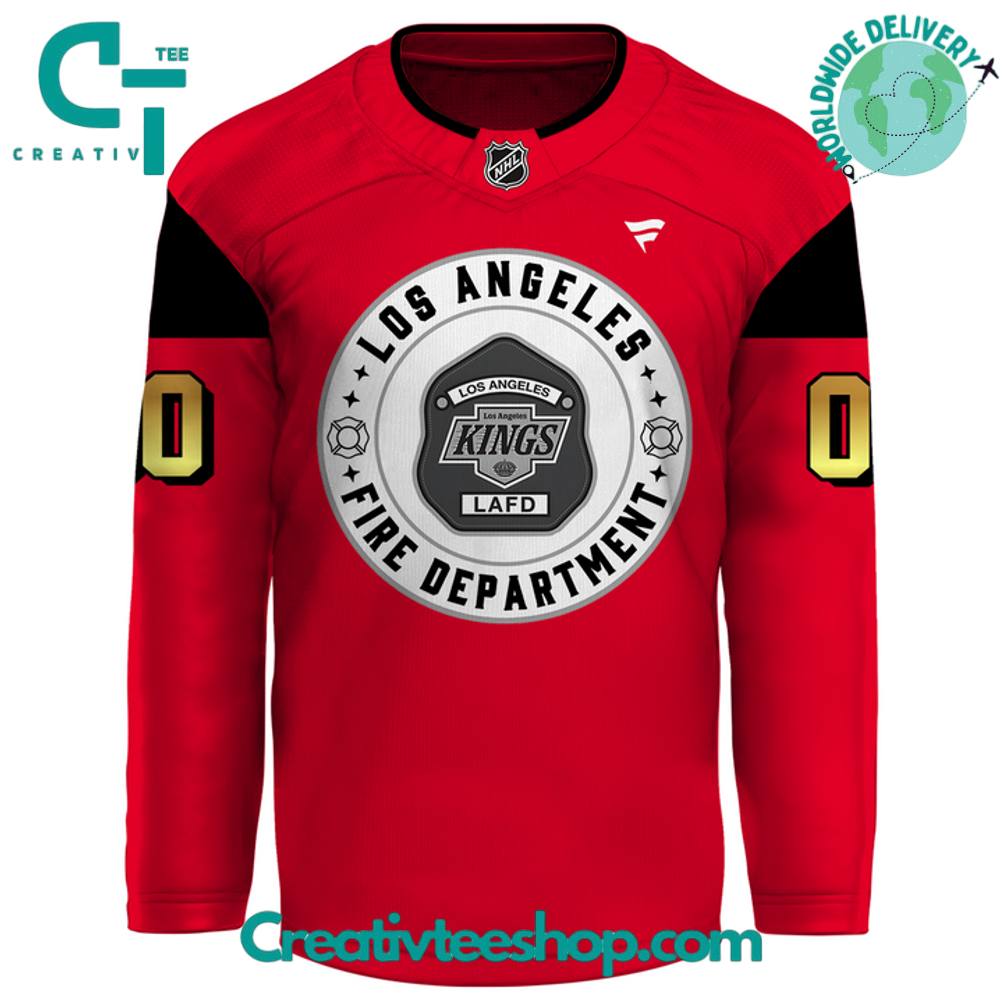 Los Angeles Kings First Responders Fire Department 2025 Special Red Hockey Jersey