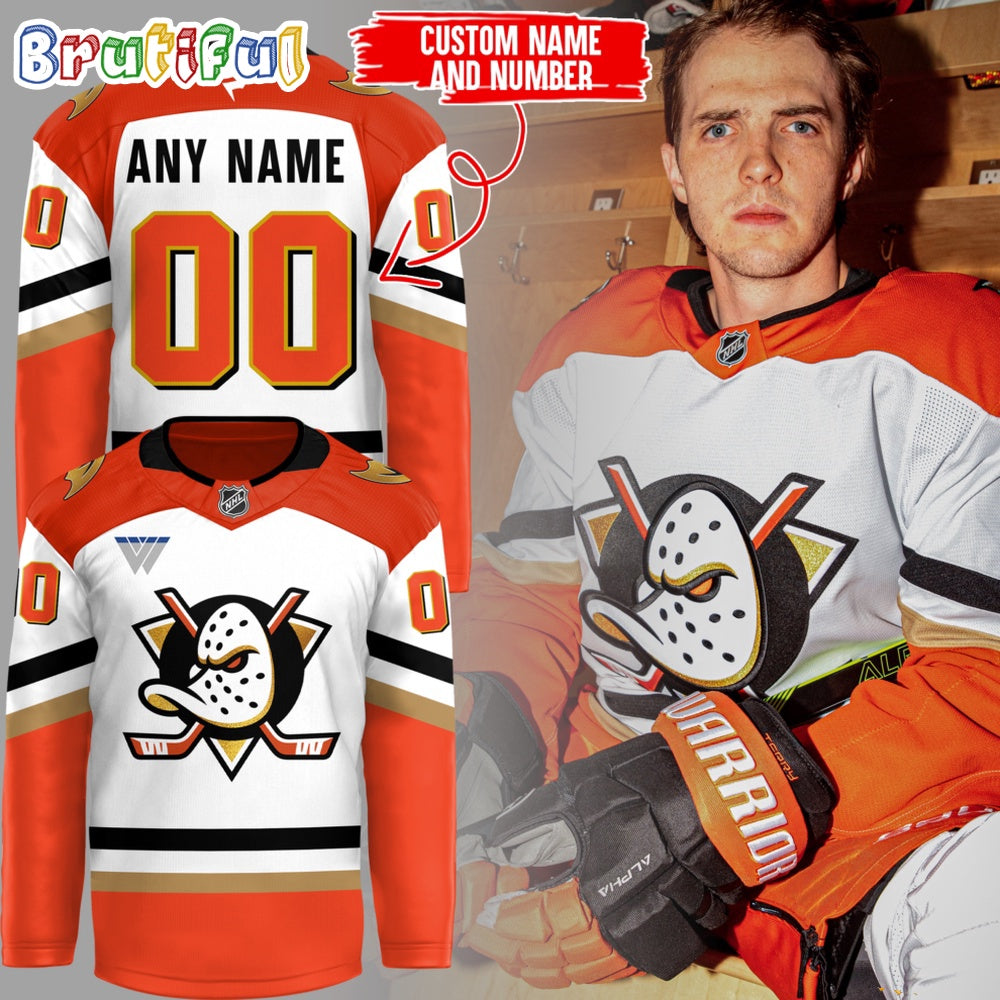 NHL Anaheim Ducks Orange Country Logo Design Hockey Jersey 2024