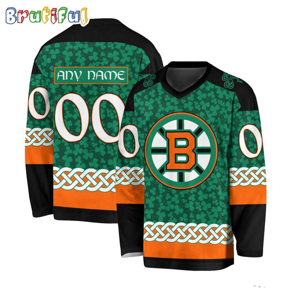 NHL Boston Bruins Jersey Special St.Patrick's Day Design Hockey Jersey