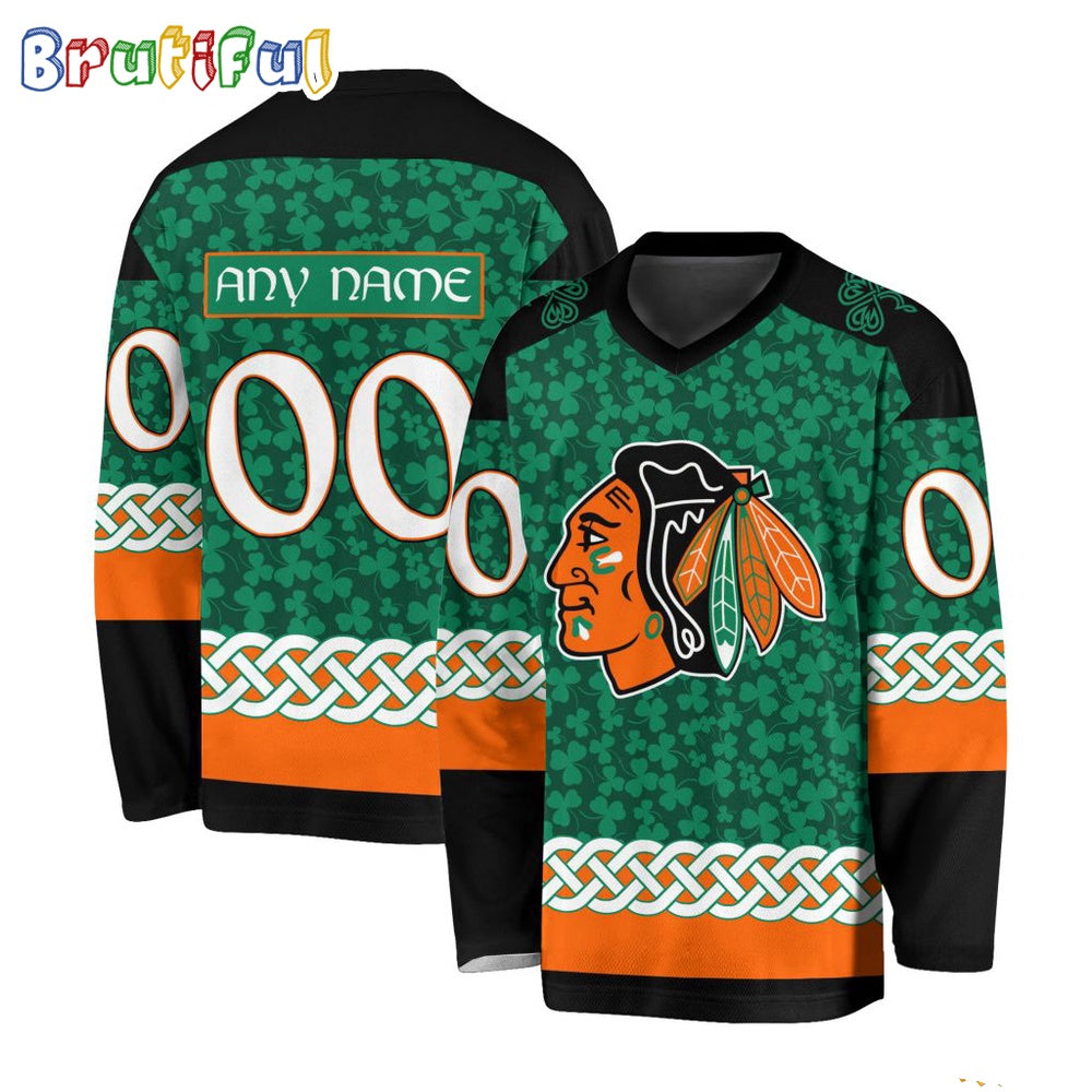 NHL Chicago Blackhawks Jersey Special St.Patrick's Day Design Hockey Jersey