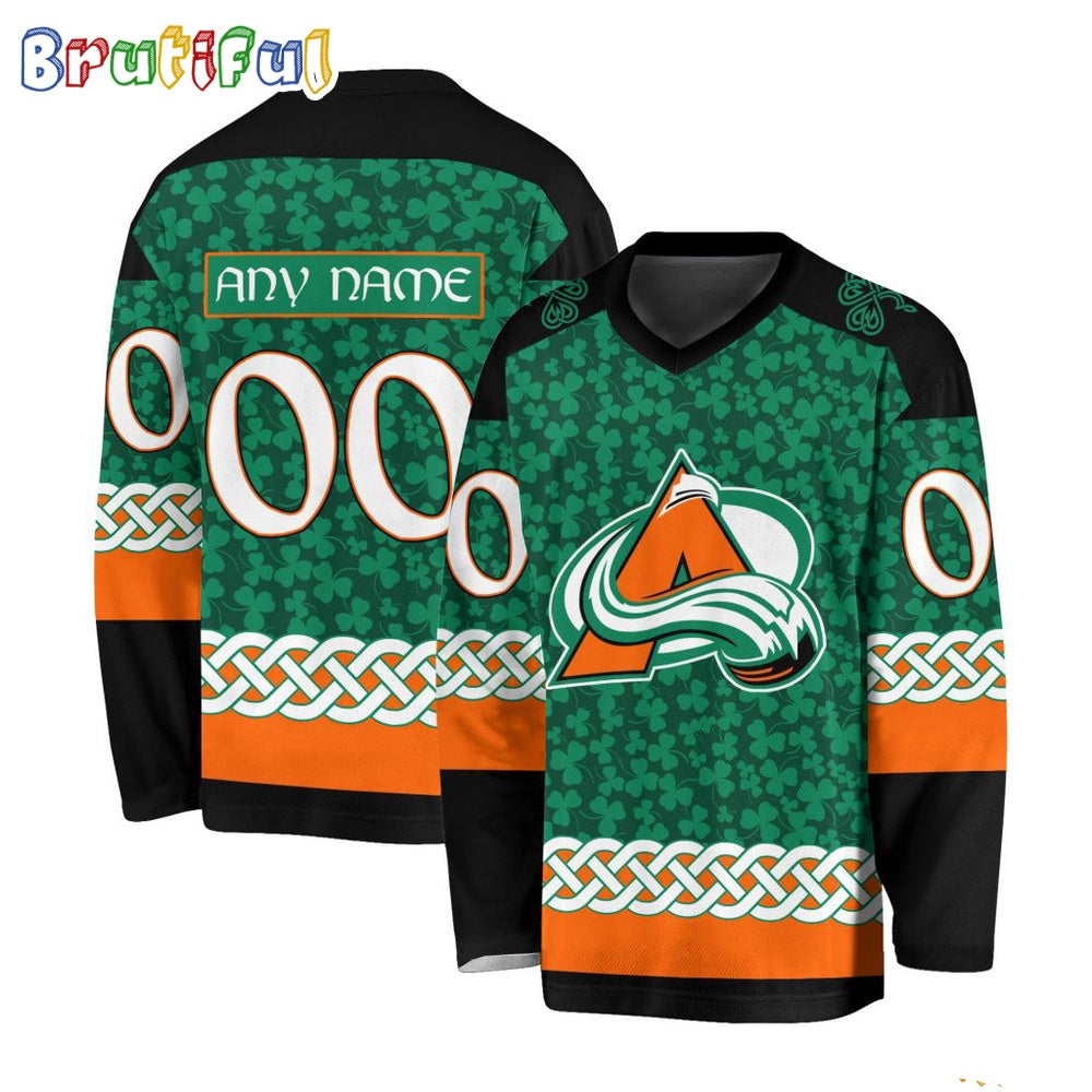 NHL Colorado Avalanche Jersey Special St.Patrick's Day Design Hockey Jersey