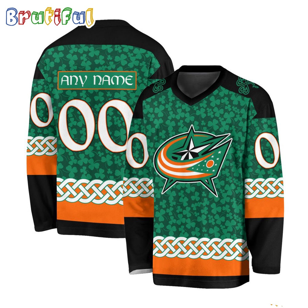 NHL Columbus Blue Jackets Jersey Special St.Patrick's Day Design Hockey Jersey