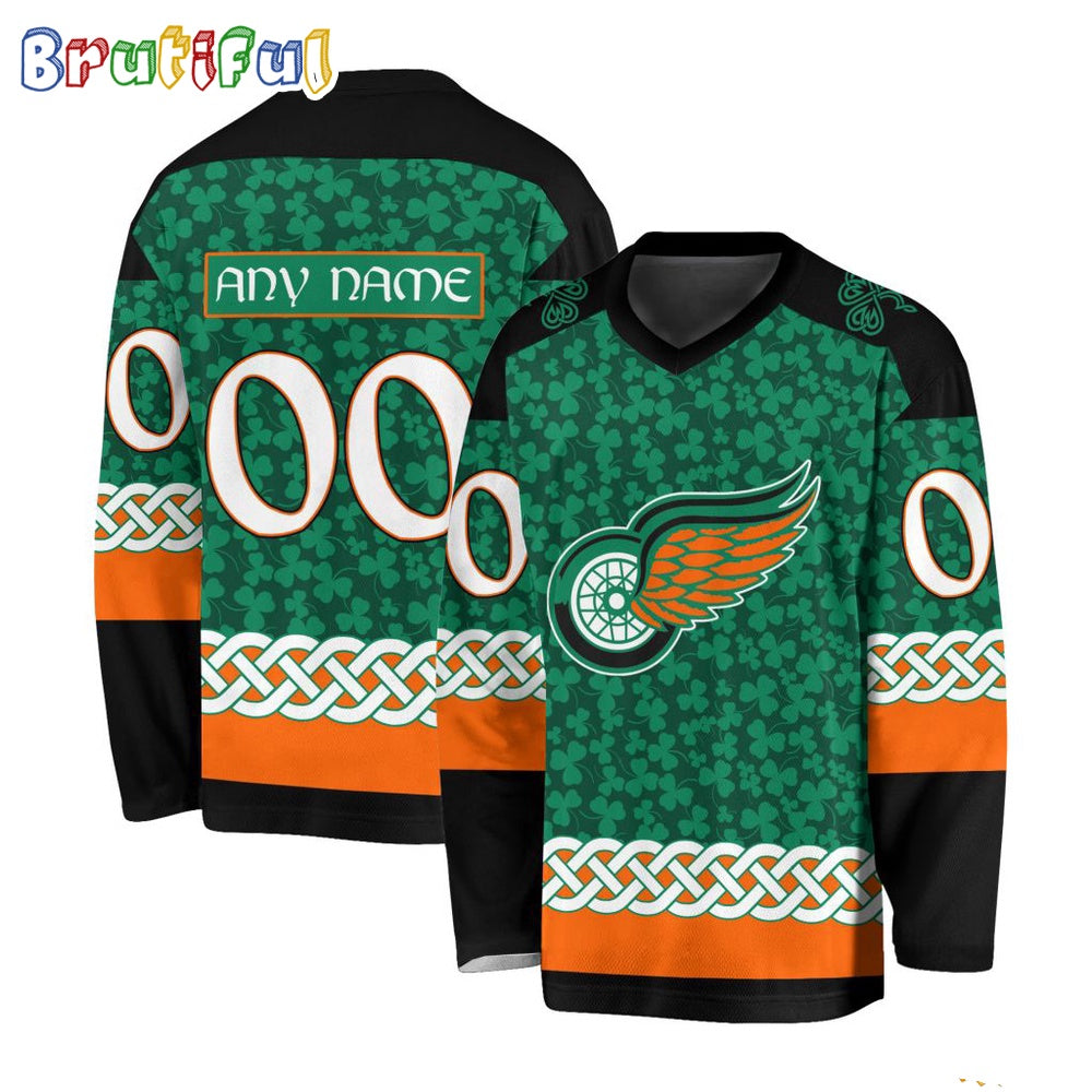 NHL Detroit Red Wings Jersey Special St.Patrick's Day Design Hockey Jersey
