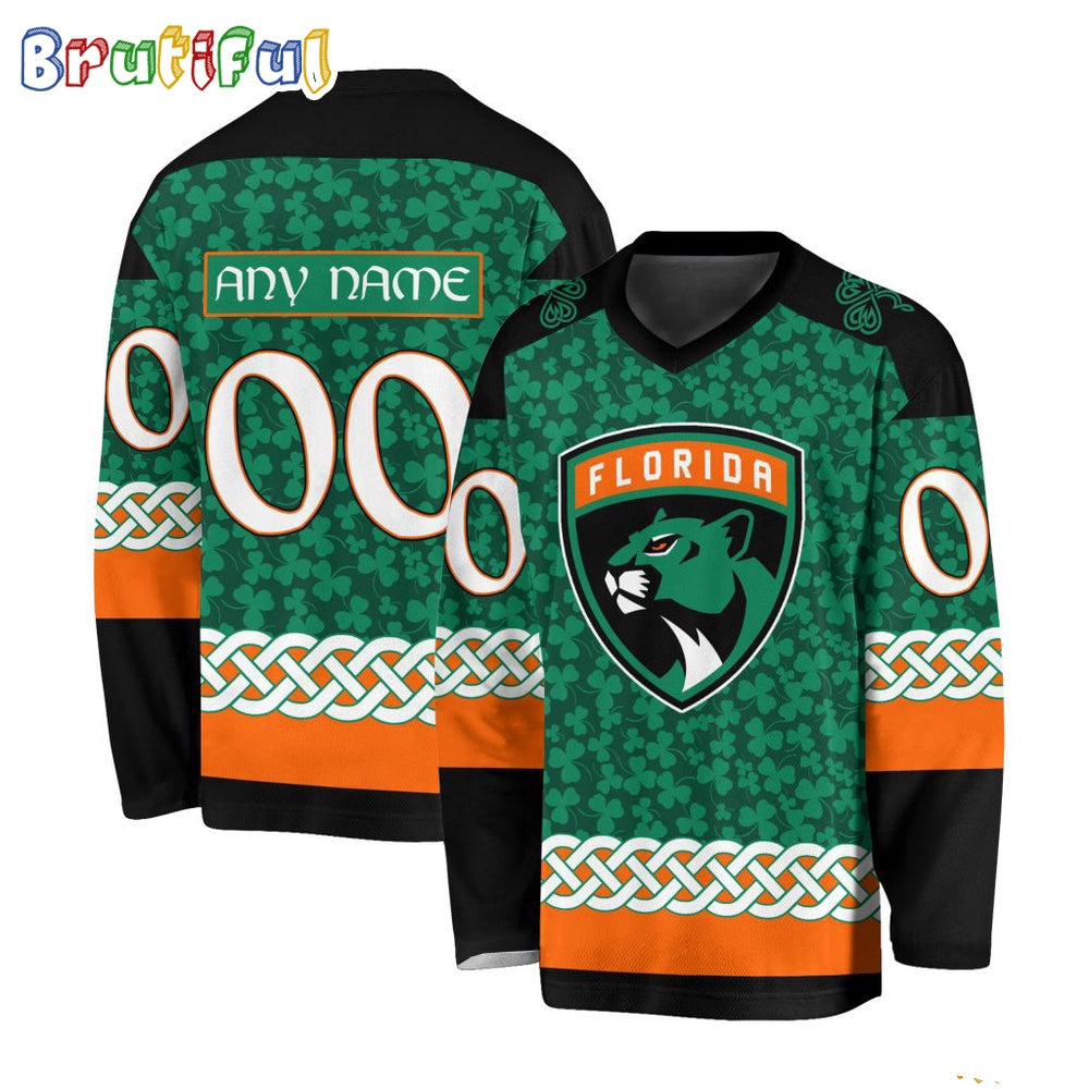 NHL Florida Panthers Jersey Special St.Patrick's Day Design Hockey Jersey
