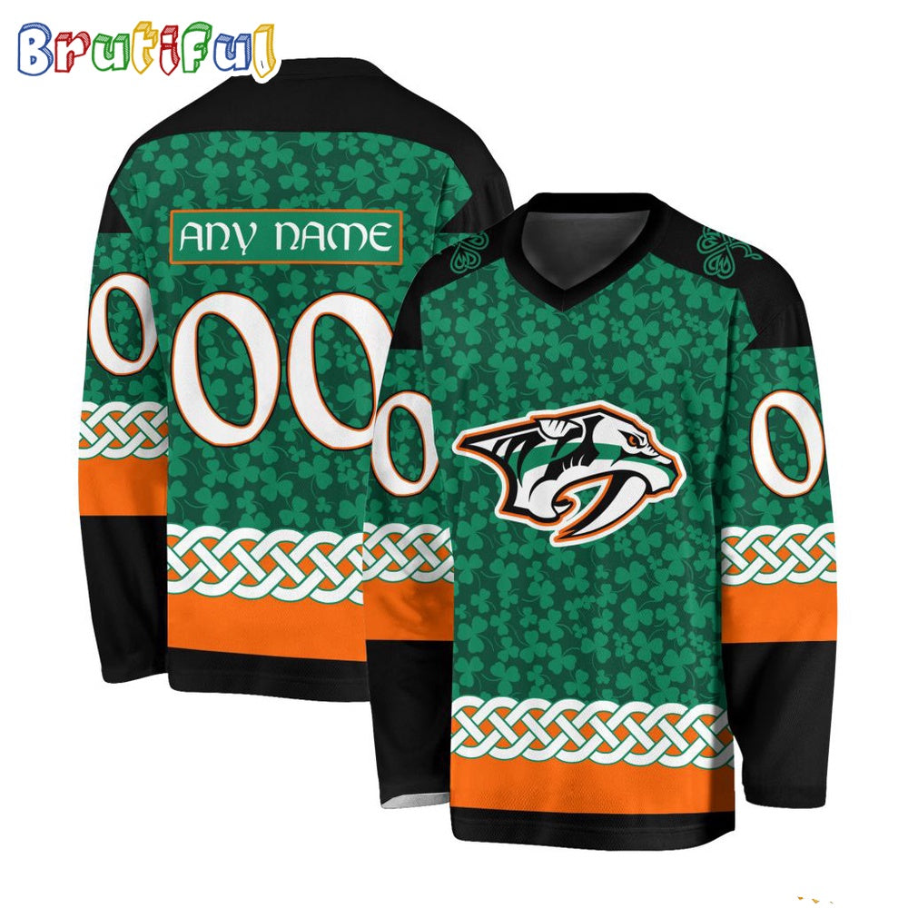 NHL Nashville Predators Jersey Special St.Patrick's Day Design Hockey Jersey
