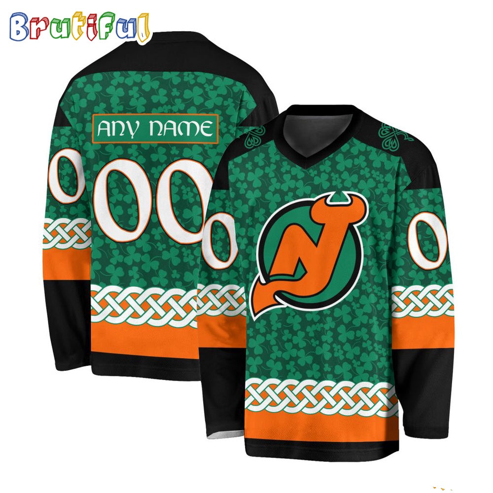 NHL New Jersey Devils Jersey Special St.Patrick's Day Design Hockey Jersey