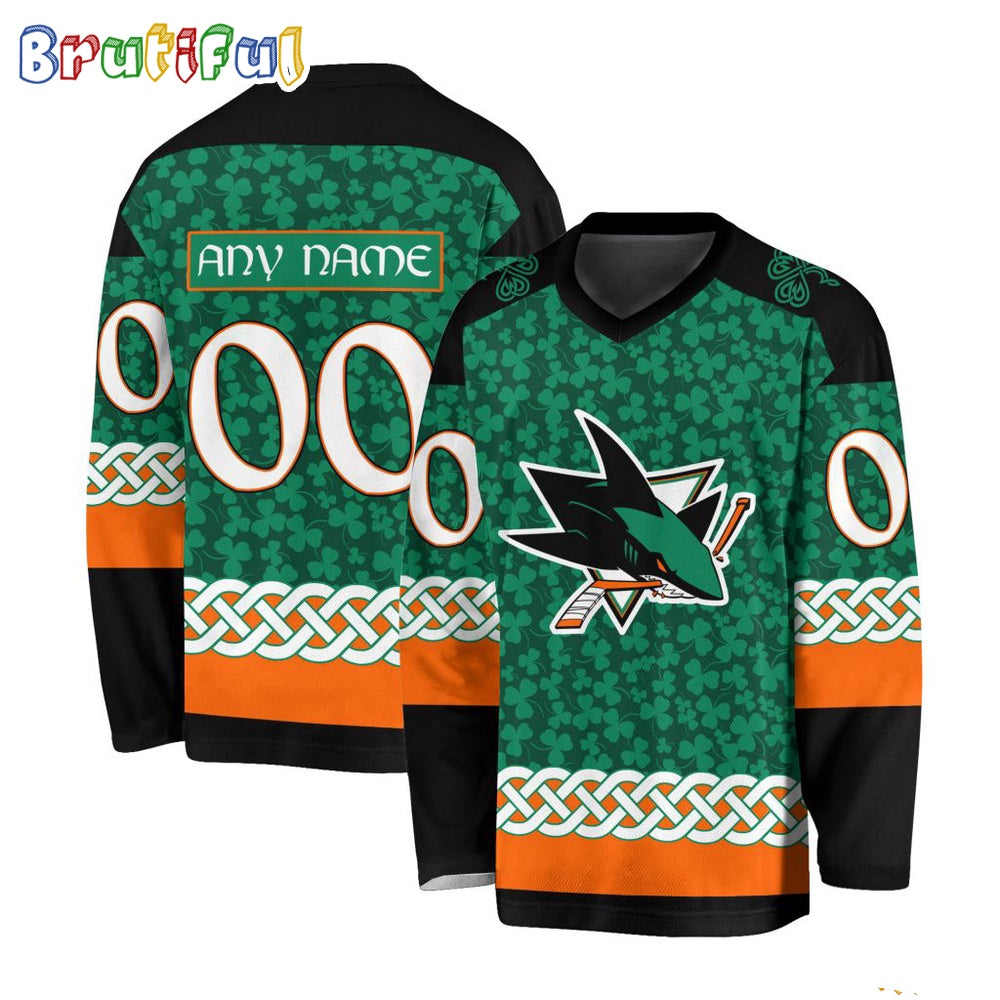 NHL San Jose Sharks Jersey Special St.Patrick's Day Design Hockey Jersey