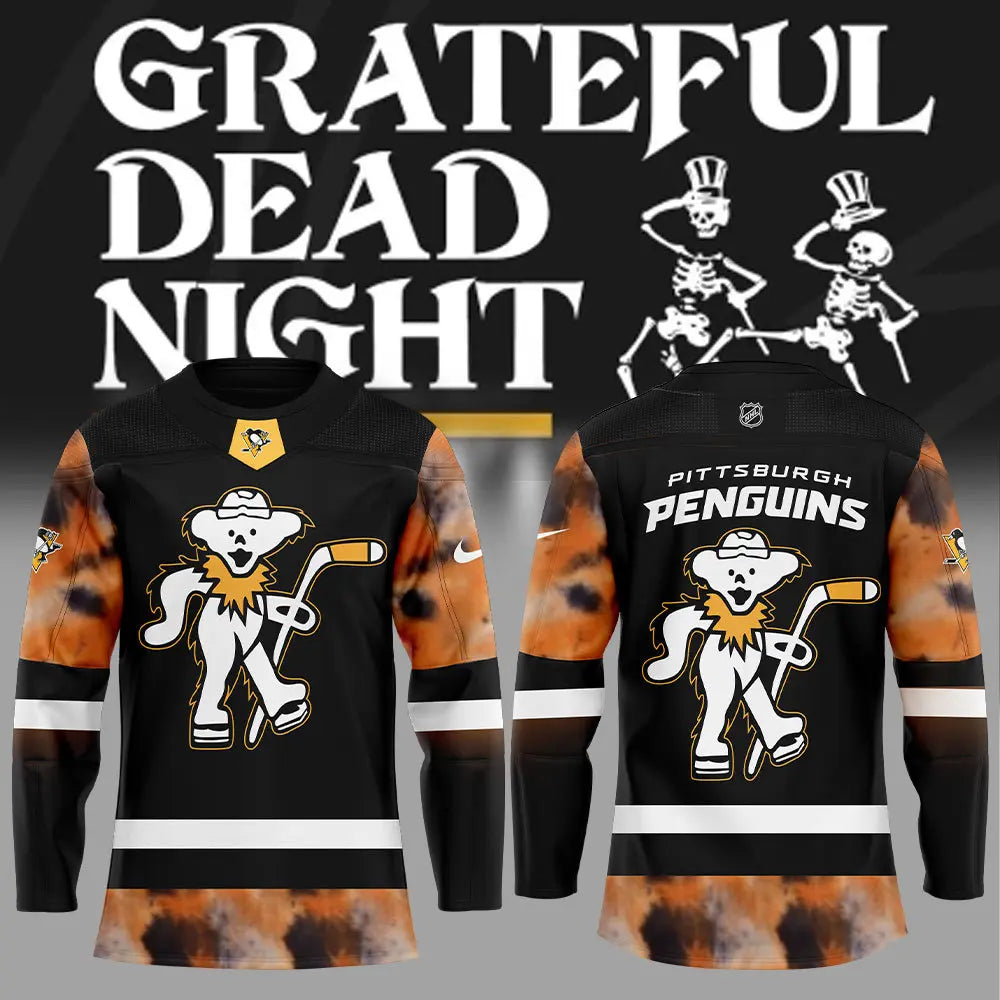 Limited Edition Nike Pittsburgh Penguins Grateful Dead Night Black Jersey