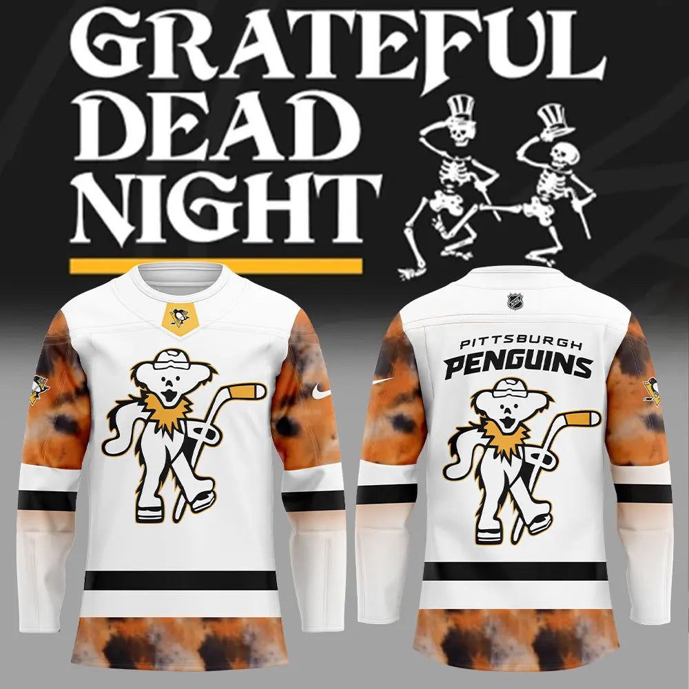 Limited Edition Nike Pittsburgh Penguins Grateful Dead Night White Jersey