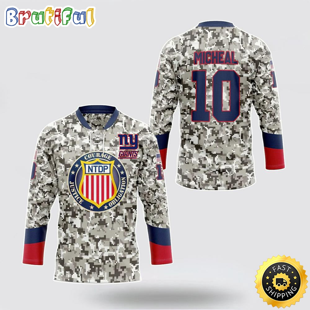 Personalized NFL New York Giants Hockey Jersey Veterans Nfl Hockey Jersey For Fans