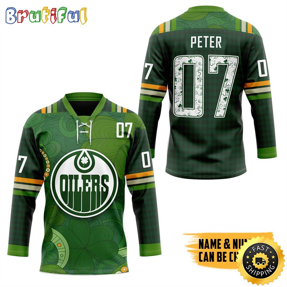 Personalized NHL Edmonton Oilers 2024 St Patrick Day Hockey Jersey Nhl Hockey Jerseys