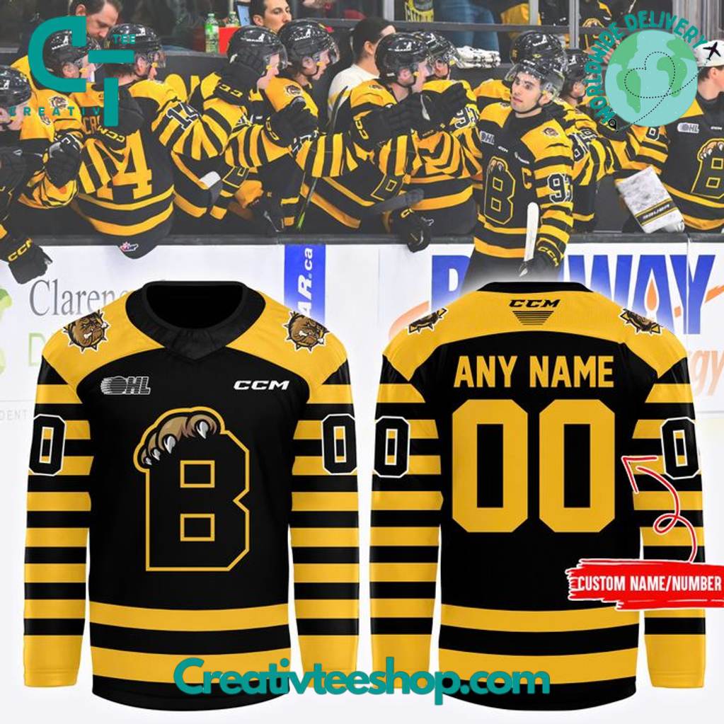 Brantford Bulldogs Special New Black Yellow Hockey Jersey