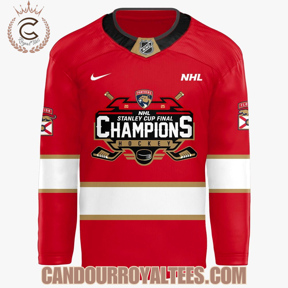 Back To Back 2025 Stanley Cup Champions Florida Panthers Hockey Jersey
