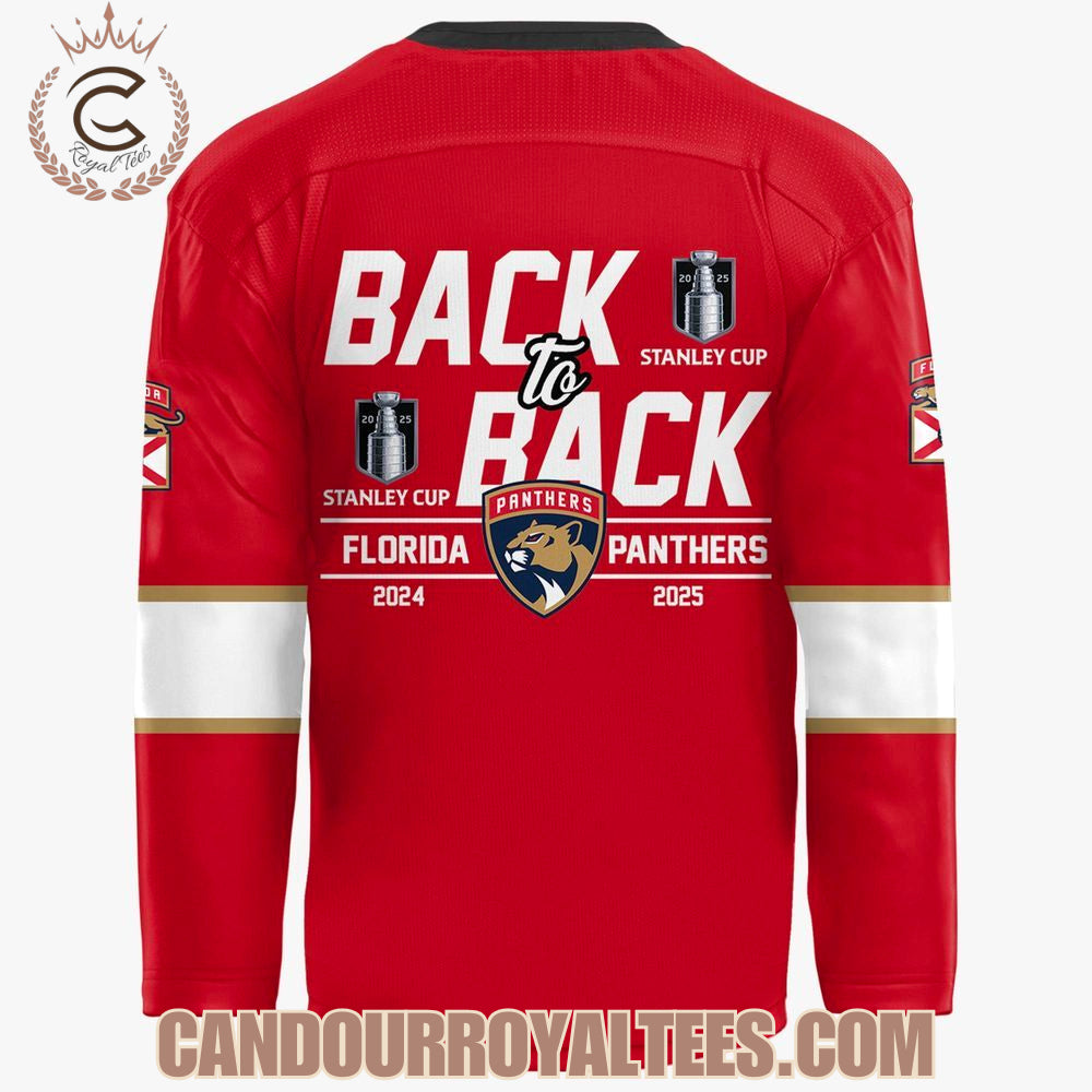 Back To Back 2025 Stanley Cup Champions Florida Panthers Hockey Jersey