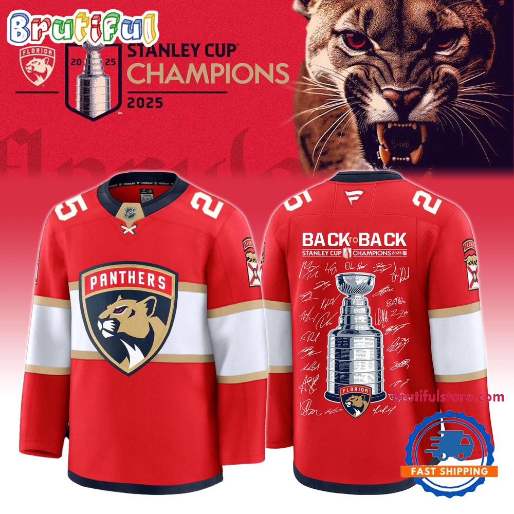 Back To Back Champions Florida Panthers Stanley Cup 2025 New Hockey Jersey