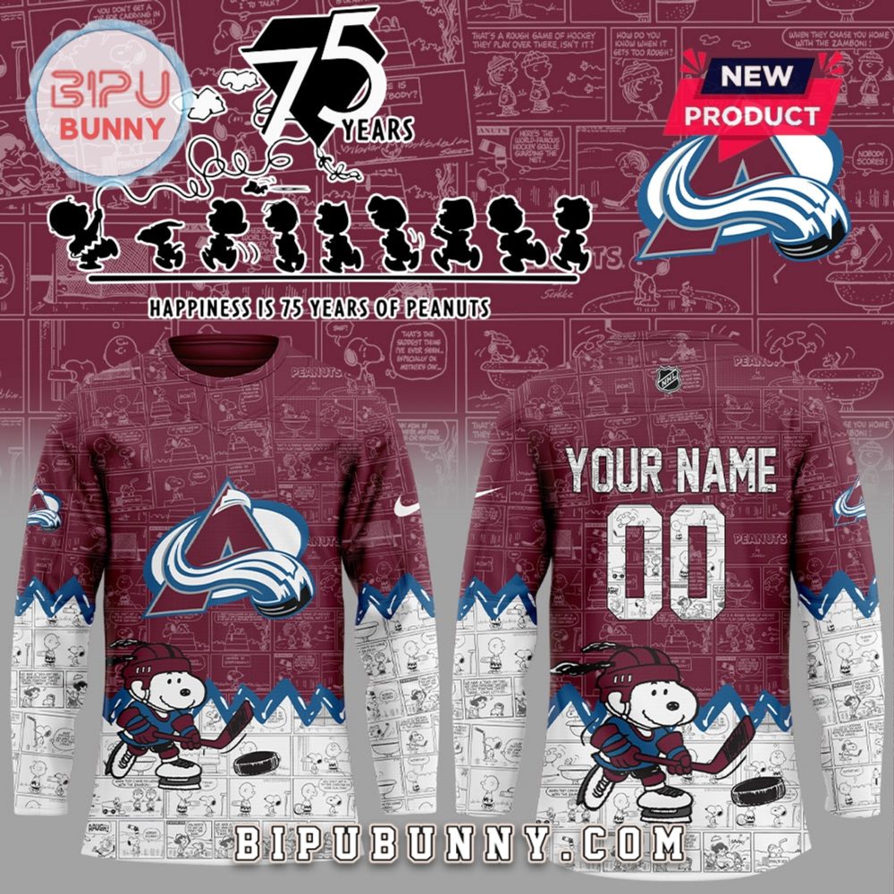 Colorado Avalanche 75Th Anniversary Peanuts Hockey Jersey