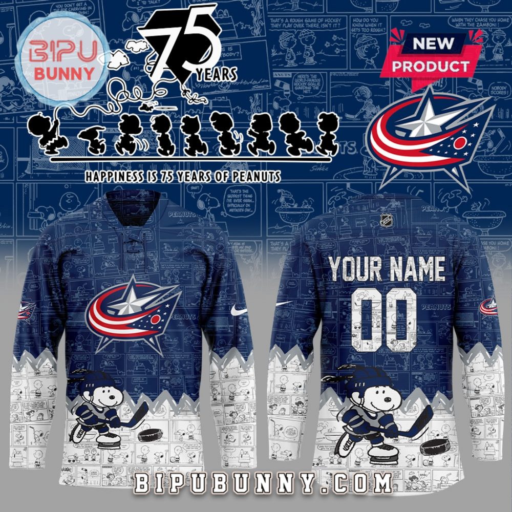Columbus Blue Jackets Anniversary Of Peanuts Hockey Jersey