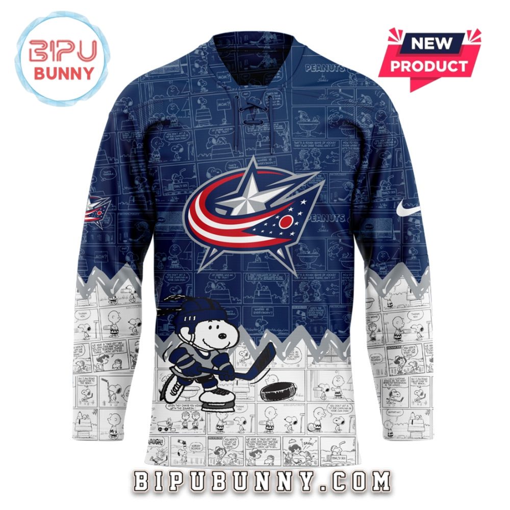 Columbus Blue Jackets Anniversary Of Peanuts Hockey Jersey