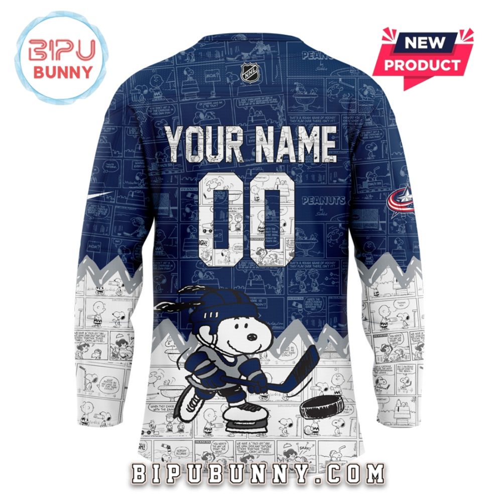 Columbus Blue Jackets Anniversary Of Peanuts Hockey Jersey