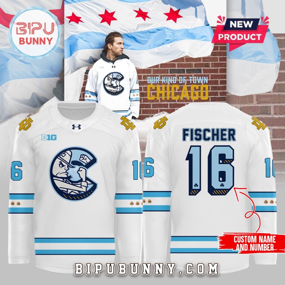 Custom Chicago Cubs X Notre Dame White Hockey Jersey