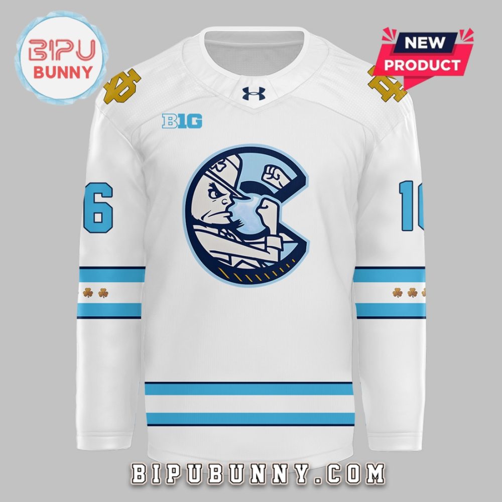Custom Chicago Cubs X Notre Dame White Hockey Jersey