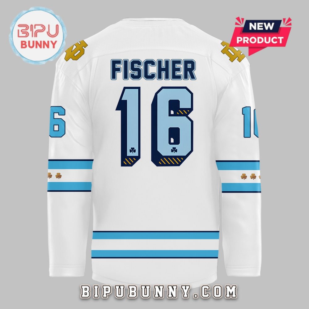 Custom Chicago Cubs X Notre Dame White Hockey Jersey