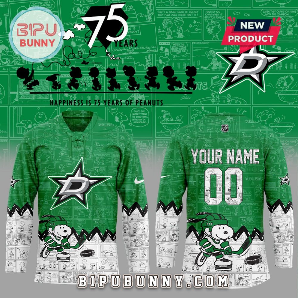 Dallas Stars 75Th Anniversary Peanuts Hockey Jersey