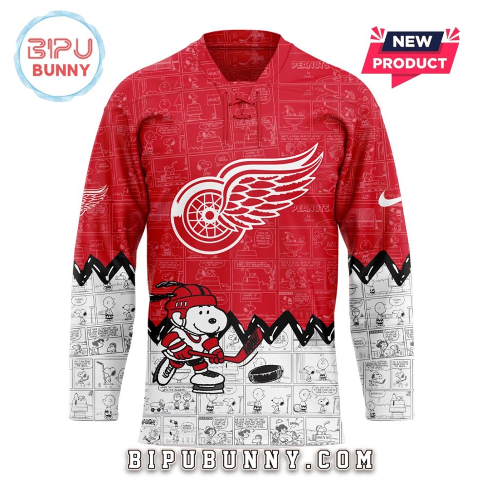 Detroit Red Wings 75Th Anniversary Peanuts Hockey Jersey