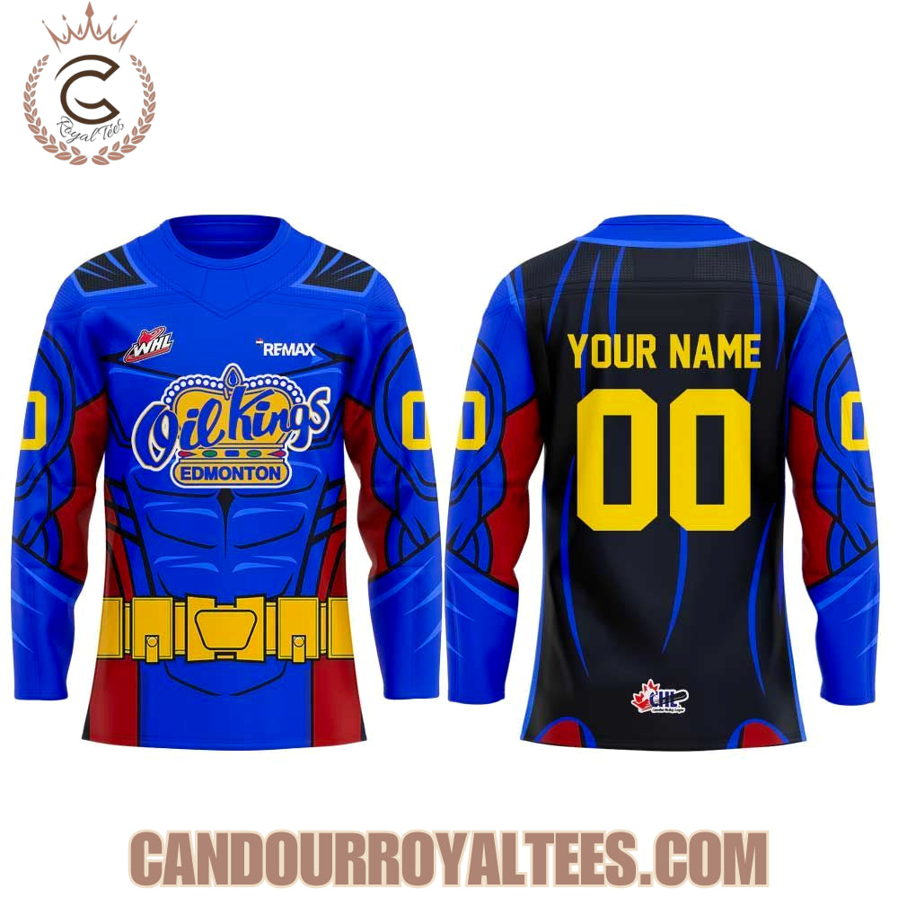 Edmonton Oil Kings Oil Kings Superhero Uniform Hockey Jersey