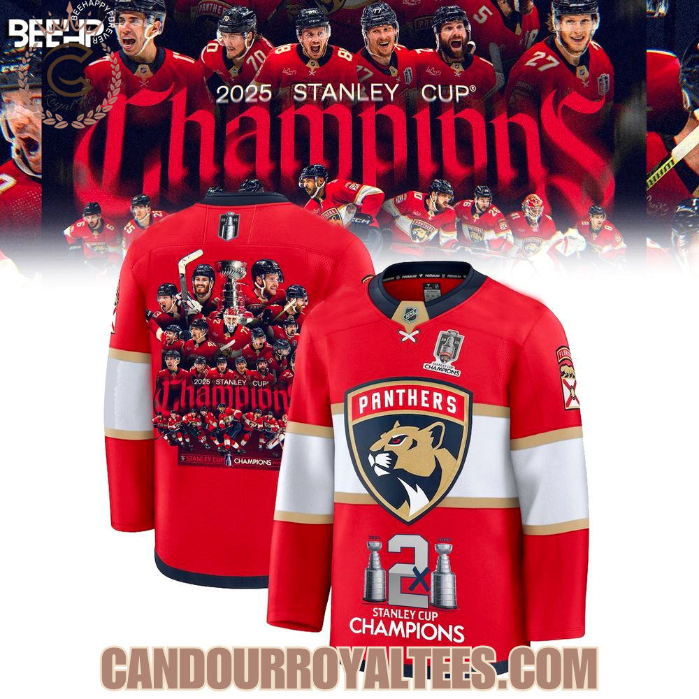Florida Panthers 2X Stanley Cup Champions 2025 Hockey Jersey