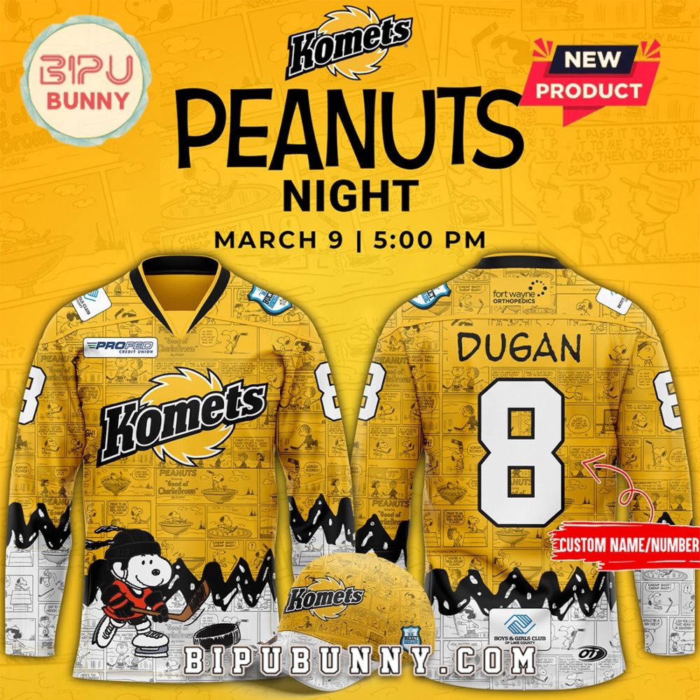 Fort Wayne Komets 75Th Anniversary Of Peanuts Hockey Jersey