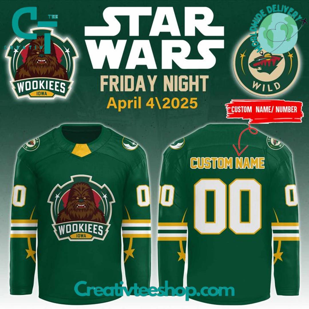 Iowa Wild X Chewbacca Star Wars Koho Pooh Bear Special Hockey Jersey