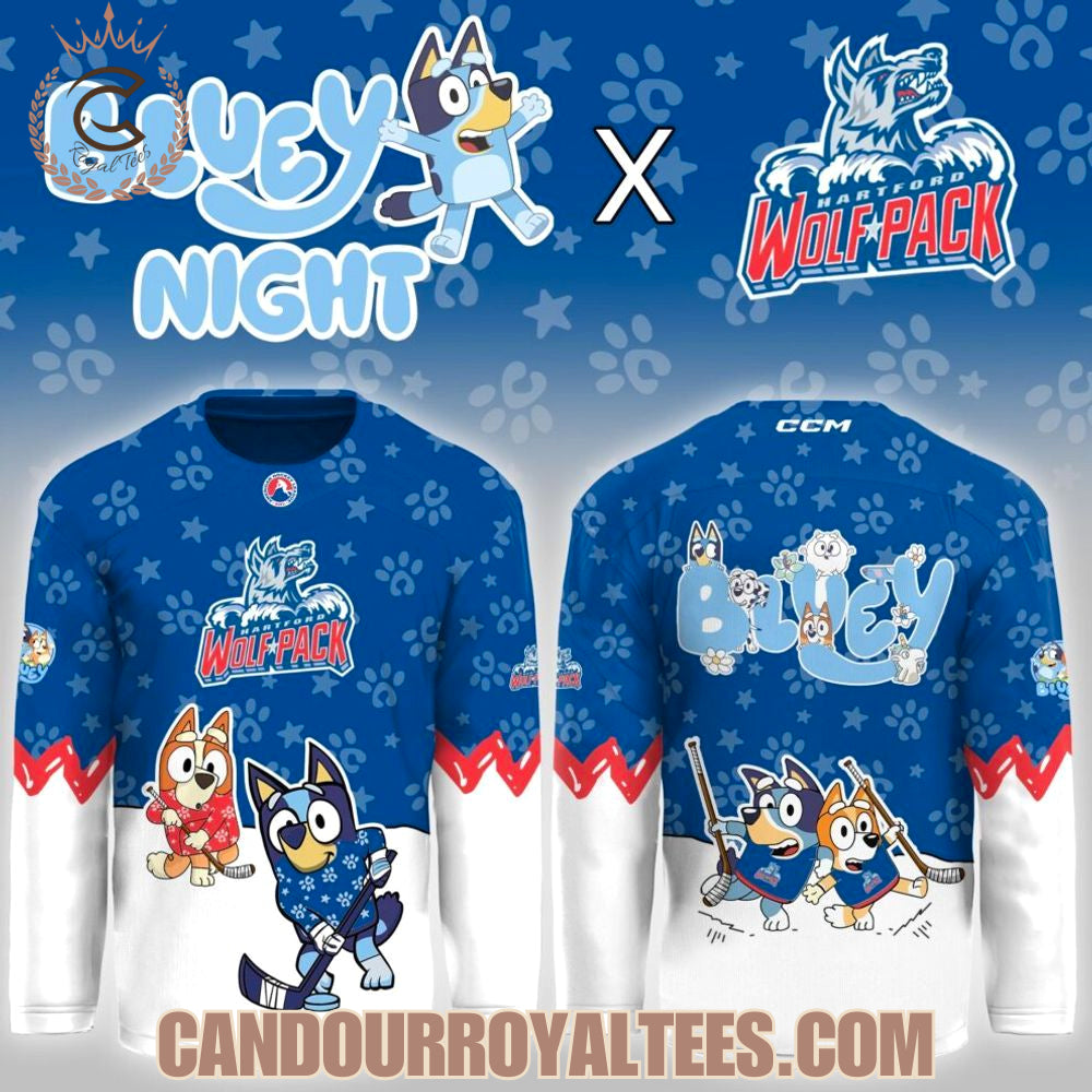 Hartford Wolf Pack Bluey Night Game Hockey Jersey