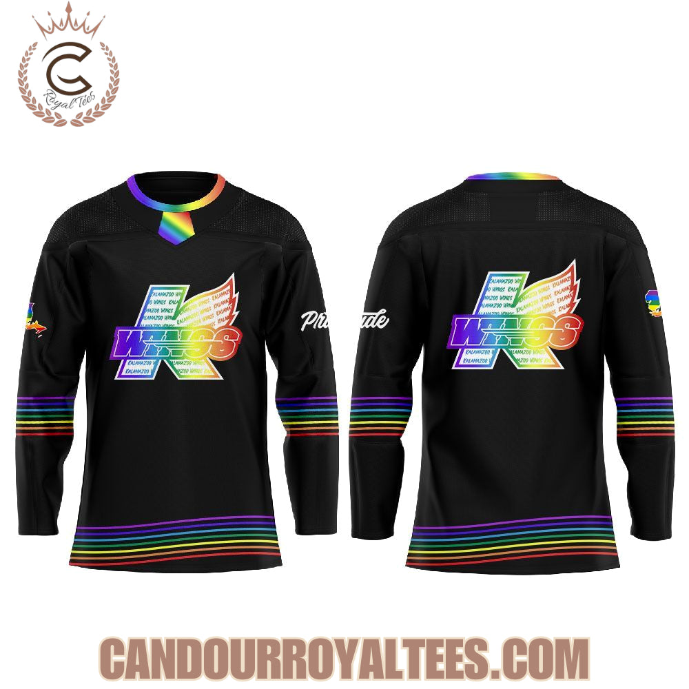 Kalamazoo Wings Hockey Is For Everyone Rainbow Ice 2026 Hockey Jersey