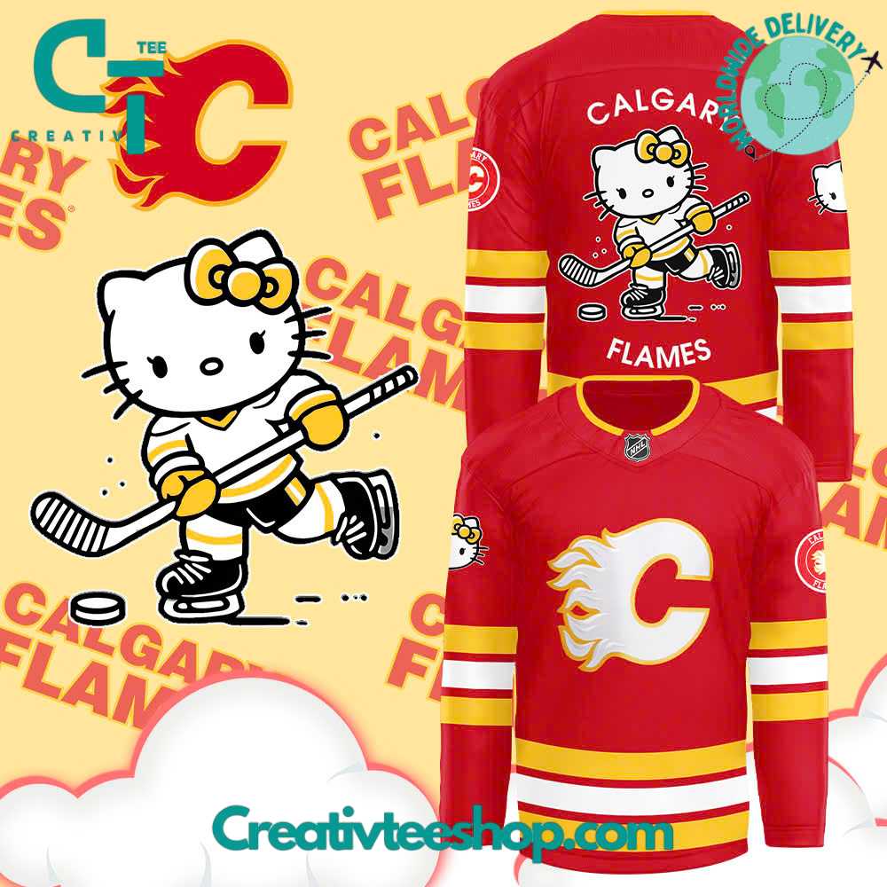 Calgary Flames X Hello Kitty 50Th Anniversary Red Hockey Jersey