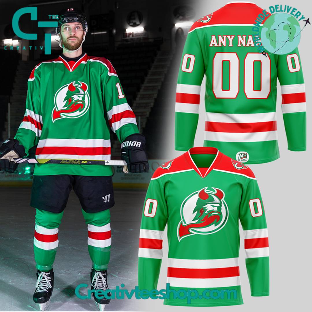 Adirondack Thunder X New Jersey Devils 2025 Special Green Hockey Jersey