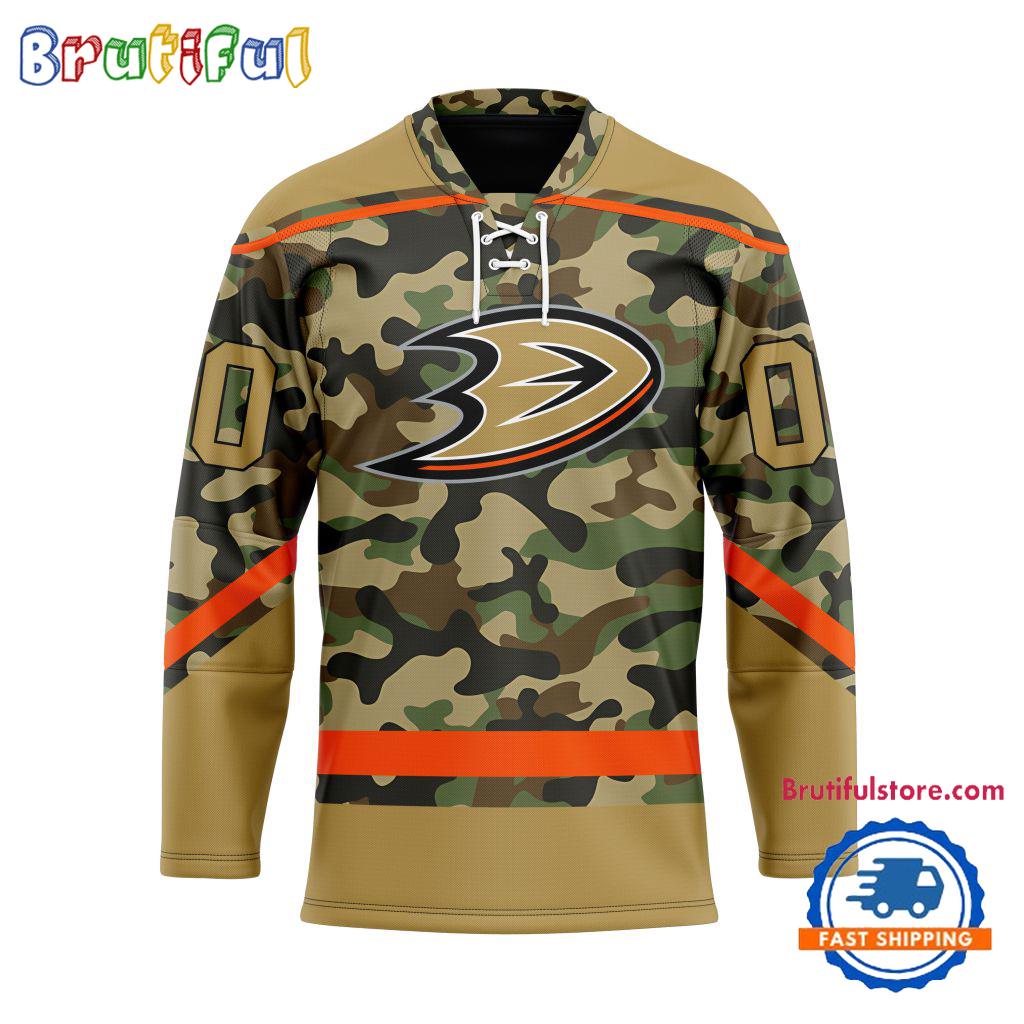 NHL Anaheim Ducks Camo Veterans Custom Hockey Jersey