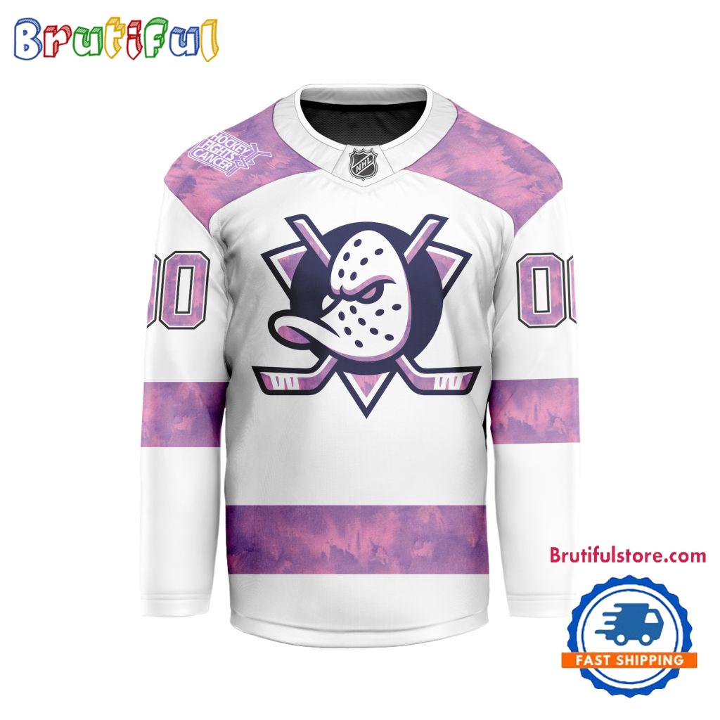 NHL Anaheim Ducks Personalized Hockey Fights Cancer Design Jersey