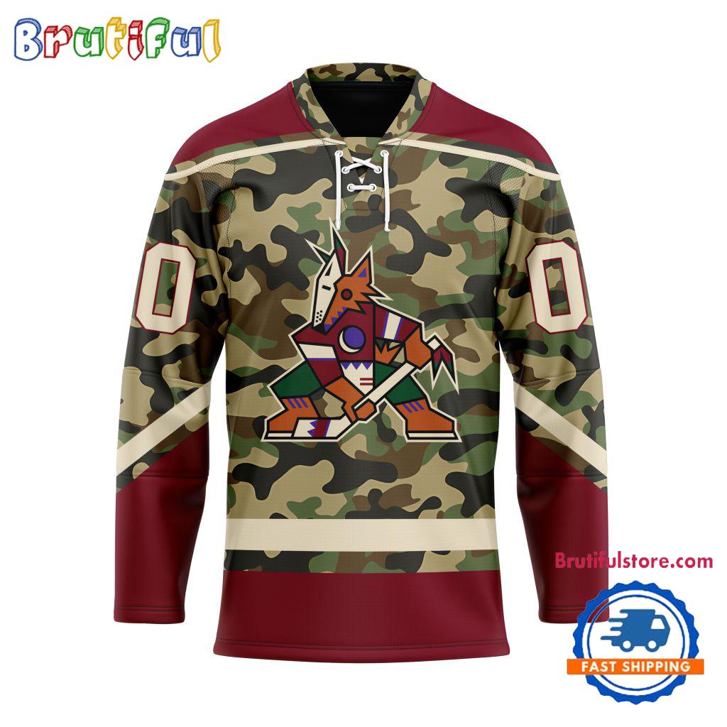 NHL Arizona Coyotes Camo Veterans Custom Hockey Jersey