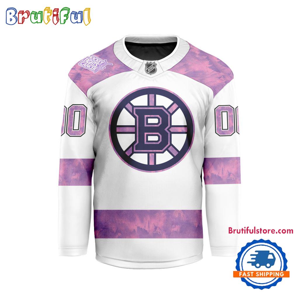 NHL Boston Bruins Personalized Hockey Fights Cancer Design Jersey