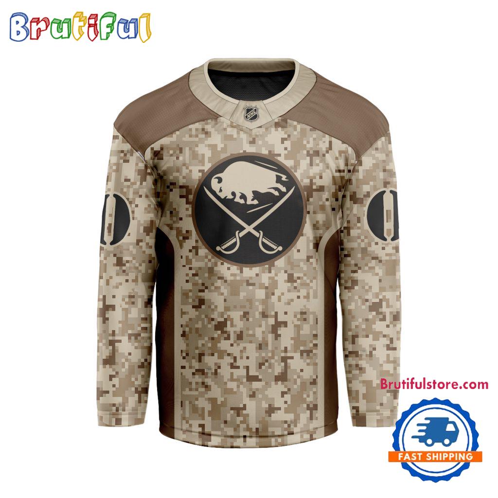 NHL Buffalo Sabres Special Veterans Military Desert Camouflage Design Hockey Jersey