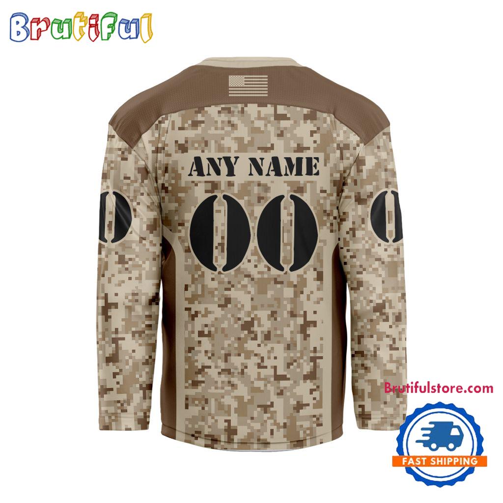 NHL Buffalo Sabres Special Veterans Military Desert Camouflage Design Hockey Jersey