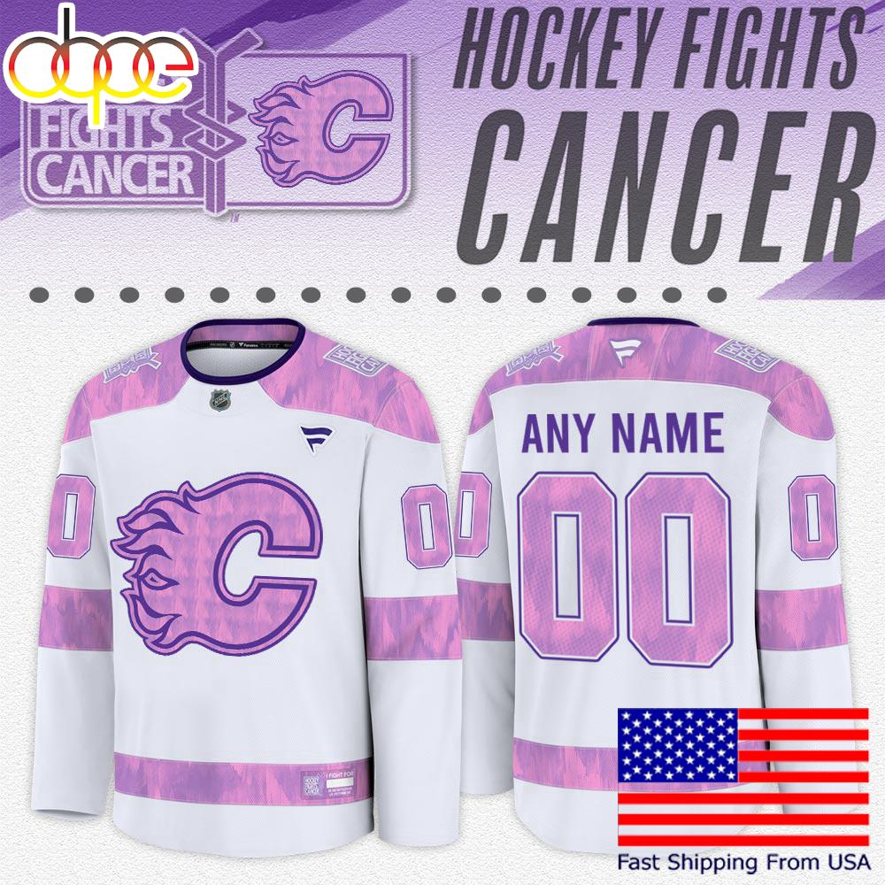 NHL Calgary Flames Fight Cancer Supporters Custom Hockey jersey