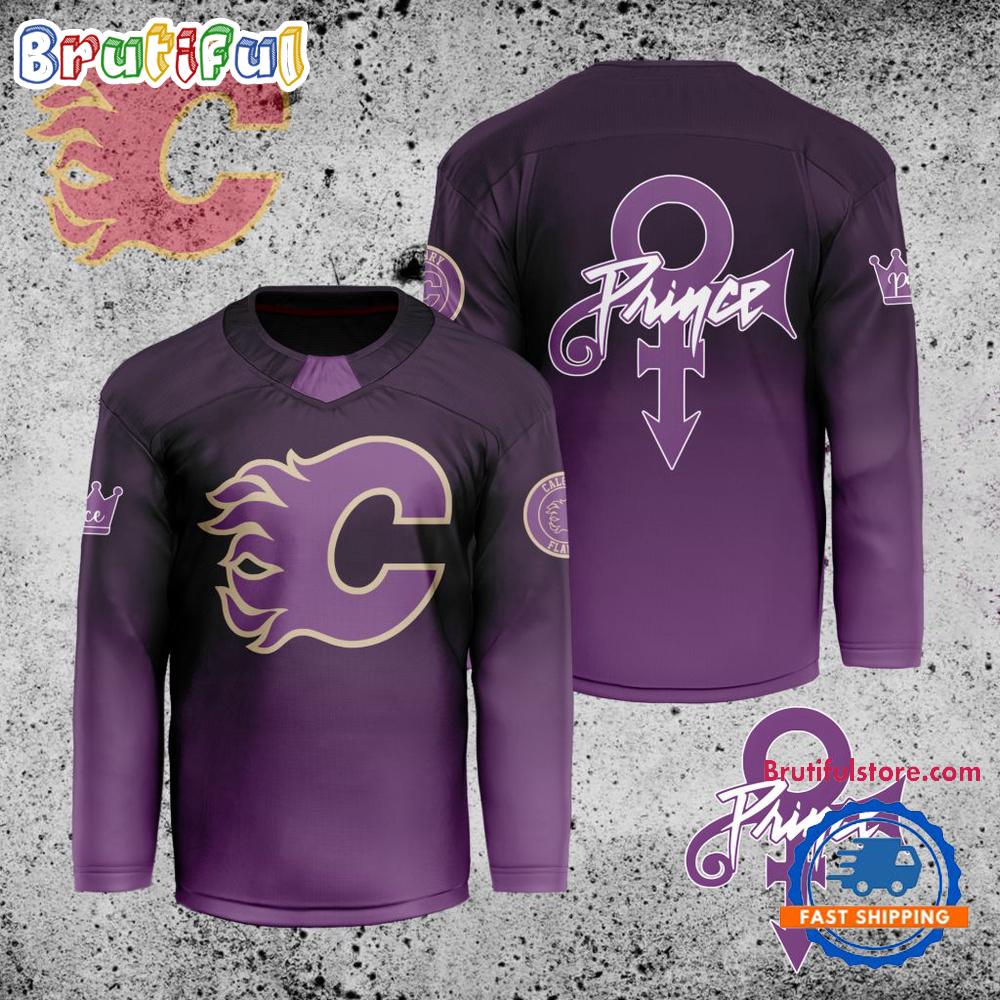 NHL Calgary Flames Personalized Prince Night Hockey Jersey
