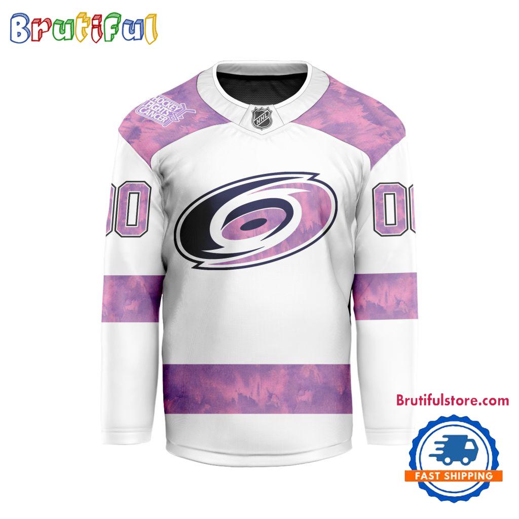 NHL Carolina Hurricanes Personalized Hockey Fights Cancer Design Jersey