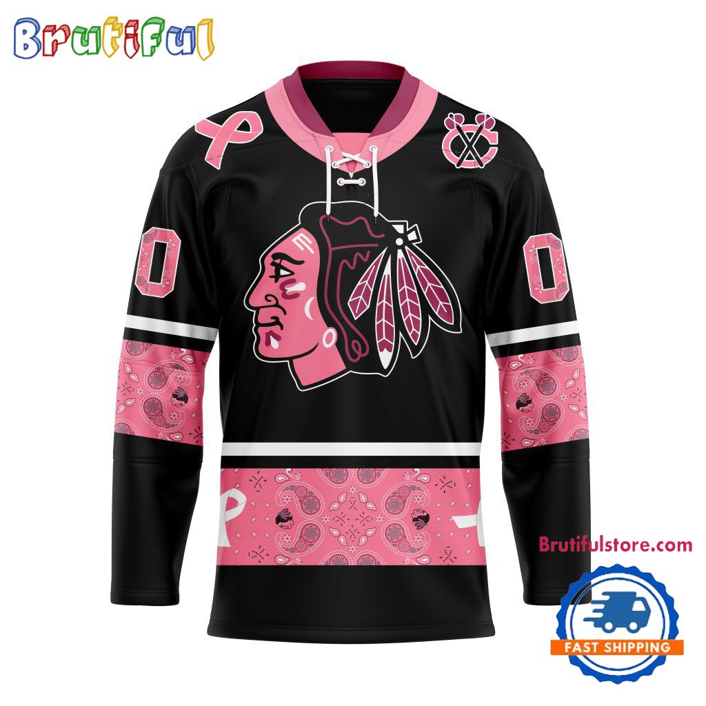 NHL Chicago BlackHawks In October We Wear Pink Breast Cancer Design Hockey Jersey