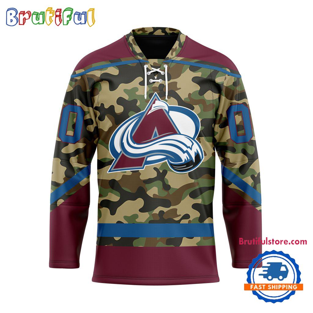 NHL Colorado Avalanche Camo Veterans Custom Hockey Jersey